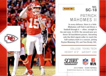 2019 Score - Signal-Callers #SC-18 Patrick Mahomes II Back