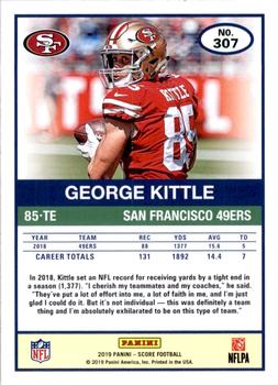 2019 Score - 30th Anniversary #307 George Kittle Back