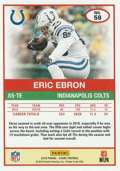 2019 Score - Artist's Proof #58 Eric Ebron Back