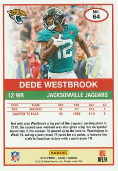 2019 Score - Artist's Proof #64 Dede Westbrook Back