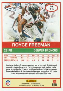 2019 Score - Black #16 Royce Freeman Back