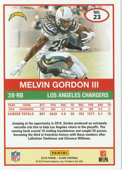 2019 Score - Black #23 Melvin Gordon III Back