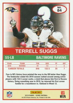 2019 Score - Black #84 Terrell Suggs Back