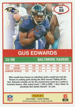 2019 Score - Black #88 Gus Edwards Back