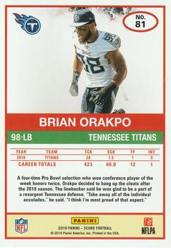 2019 Score - First Down #81 Brian Orakpo Back