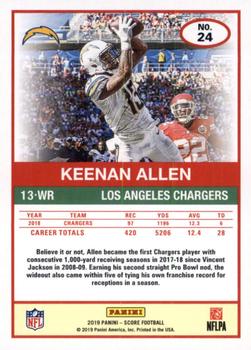 2019 Score - Gold #24 Keenan Allen Back