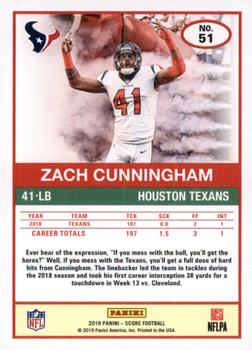2019 Score - Gold #51 Zach Cunningham Back