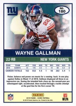 2019 Score - Gold #180 Wayne Gallman Back