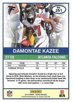 2019 Score - Gold #251 Damontae Kazee Back