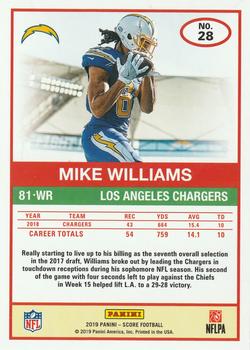 2019 Score - Green #28 Mike Williams Back