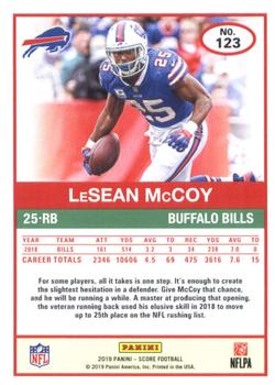 2019 Score - Purple #123 LeSean McCoy Back