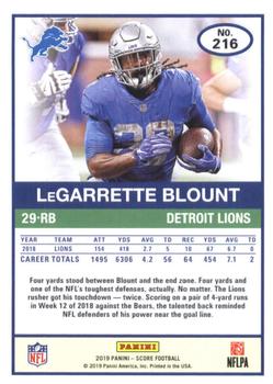 2019 Score - Purple #216 LeGarrette Blount Back