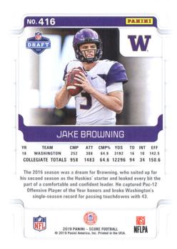 2019 Score - Purple #416 Jake Browning Back