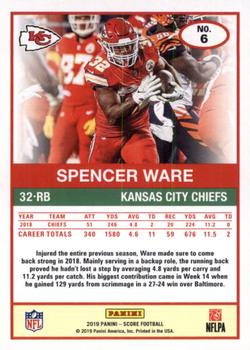 2019 Score - Red #6 Spencer Ware Back