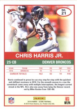 2019 Score - Red #21 Chris Harris Jr. Back