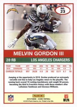 2019 Score - Red #23 Melvin Gordon III Back