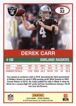 2019 Score - Red #32 Derek Carr Back