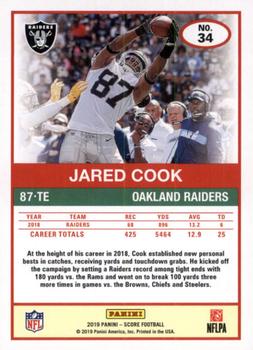 2019 Score - Red #34 Jared Cook Back