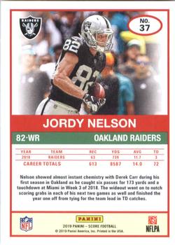 2019 Score - Red #37 Jordy Nelson Back