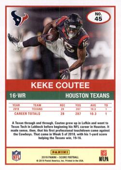 2019 Score - Red #45 Keke Coutee Back