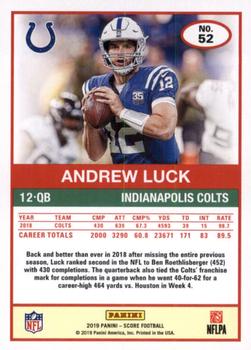 2019 Score - Red #52 Andrew Luck Back