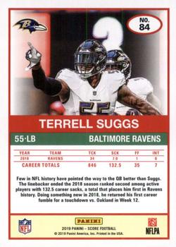 2019 Score - Red #84 Terrell Suggs Back