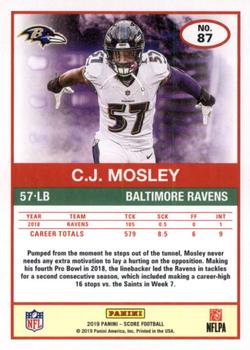 2019 Score - Red #87 C.J. Mosley Back
