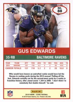2019 Score - Red #88 Gus Edwards Back