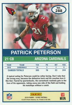 2019 Score - Red #288 Patrick Peterson Back