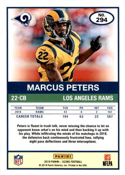 2019 Score - Red #294 Marcus Peters Back