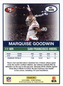 2019 Score - Red #309 Marquise Goodwin Back