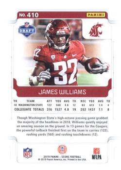 2019 Score - Red #410 James Williams Back