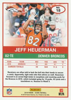 2019 Score - Red Zone #18 Jeff Heuerman Back