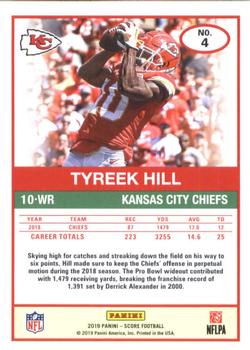 2019 Score - Scorecard #4 Tyreek Hill Back