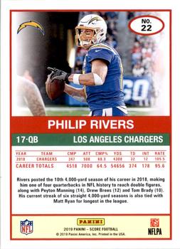 2019 Score - Scorecard #22 Philip Rivers Back