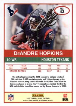 2019 Score - Scorecard #43 DeAndre Hopkins Back