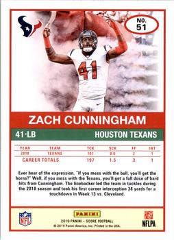 2019 Score - Scorecard #51 Zach Cunningham Back