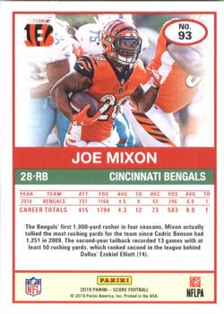 2019 Score - Scorecard #93 Joe Mixon Back