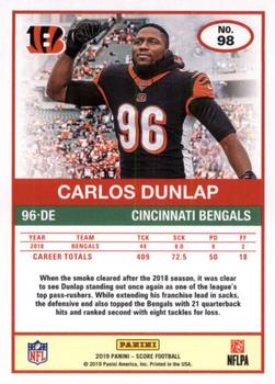 2019 Score - Scorecard #98 Carlos Dunlap Back