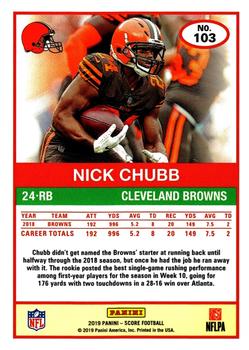 2019 Score - Scorecard #103 Nick Chubb Back