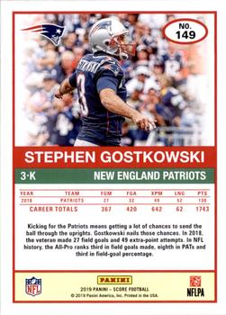 2019 Score - Scorecard #149 Stephen Gostkowski Back