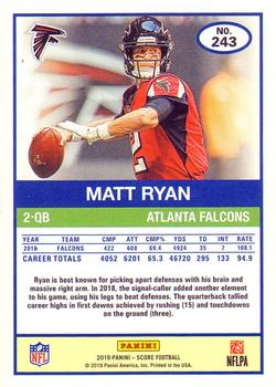 2019 Score - Scorecard #243 Matt Ryan Back