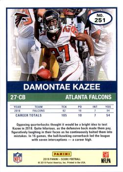 2019 Score - Scorecard #251 Damontae Kazee Back