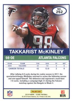 2019 Score - Scorecard #252 Takkarist McKinley Back