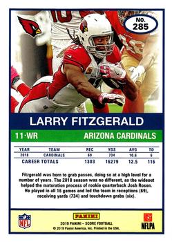 2019 Score - Scorecard #285 Larry Fitzgerald Back