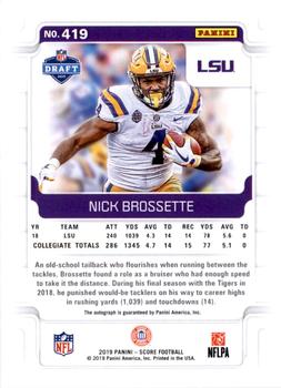 2019 Score - Rookies Signatures #419 Nick Brossette Back