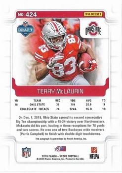 2019 Score - Rookies Signatures Red Zone #424 Terry McLaurin Back