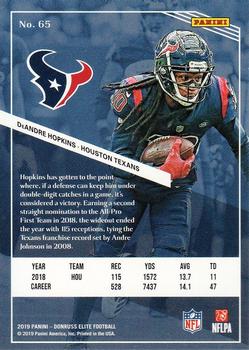 2019 Donruss Elite #65 DeAndre Hopkins Back