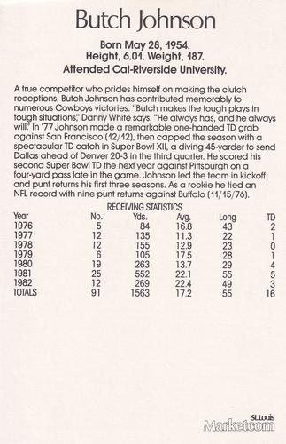 1983 Marketcom Dallas Cowboys #NNO Butch Johnson Back