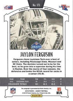 2019 Panini Legacy - Premium Penmanship Gold #173 Jaylon Ferguson Back